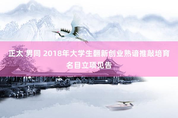 正太 男同 2018年大学生翻新创业熟谙推敲培育名目立项见告